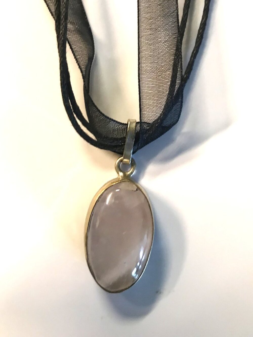 Oval Pendant T Rose quartz in Sterling silve